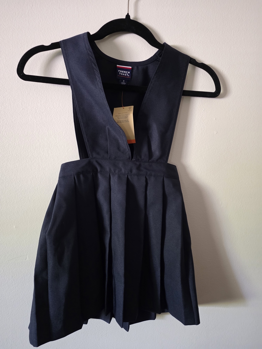 French Toast Black Pleated Pinafore Jumper